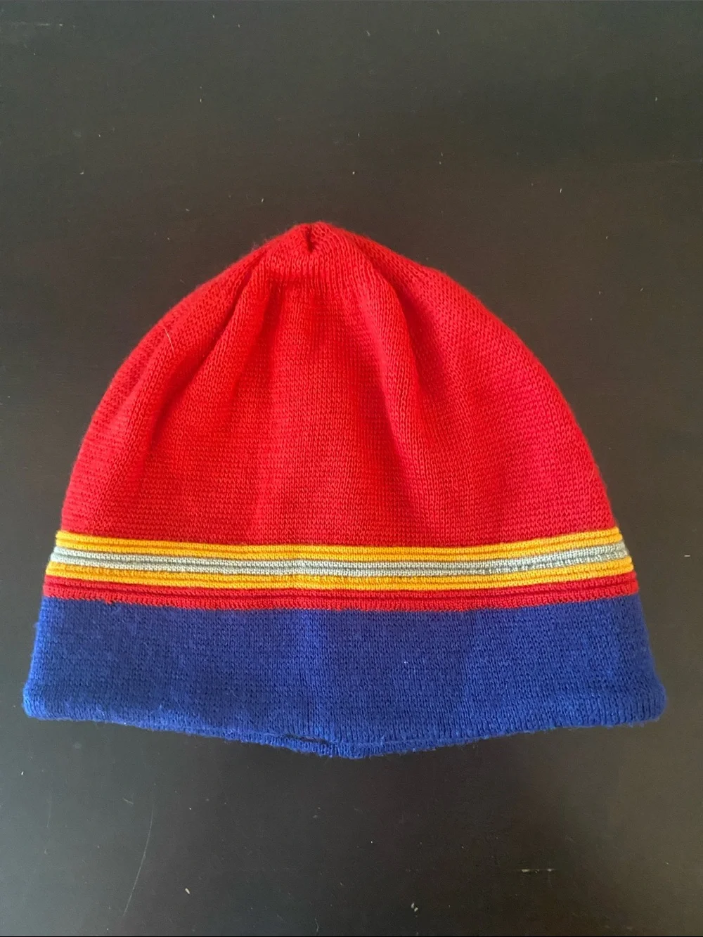Obermeyer Red, Blue & Yellow Stripe Knit Kids Beanie